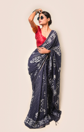 Midnight Indigo Handcrafted Saree