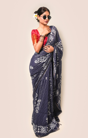 Midnight Indigo Handcrafted Saree