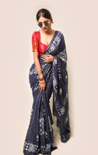 Midnight Indigo Handcrafted Saree