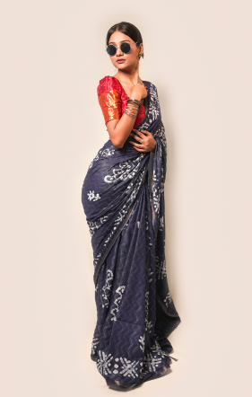 Midnight Indigo Handcrafted Saree